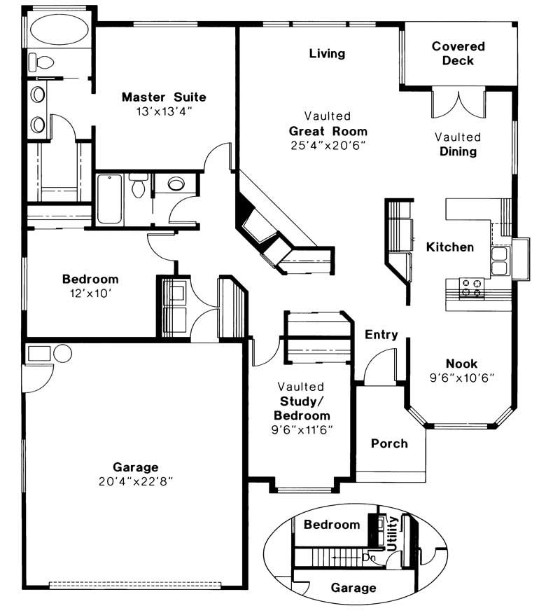 Floor Plan First Story of Small House Plans #108-1390