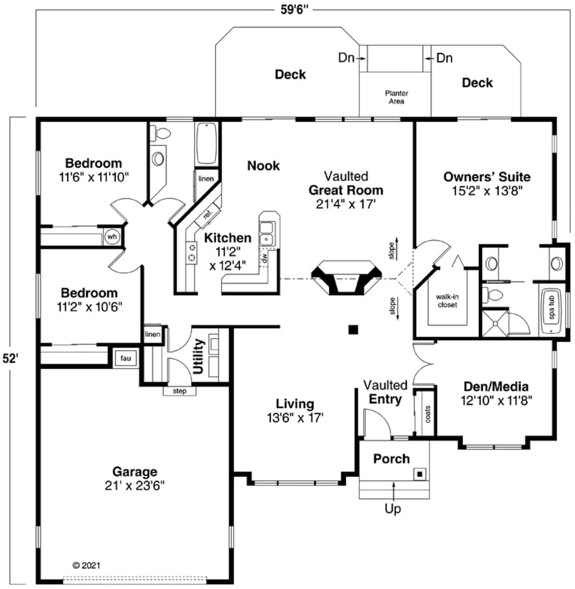 Main Level of Ranch Plan #108-1395