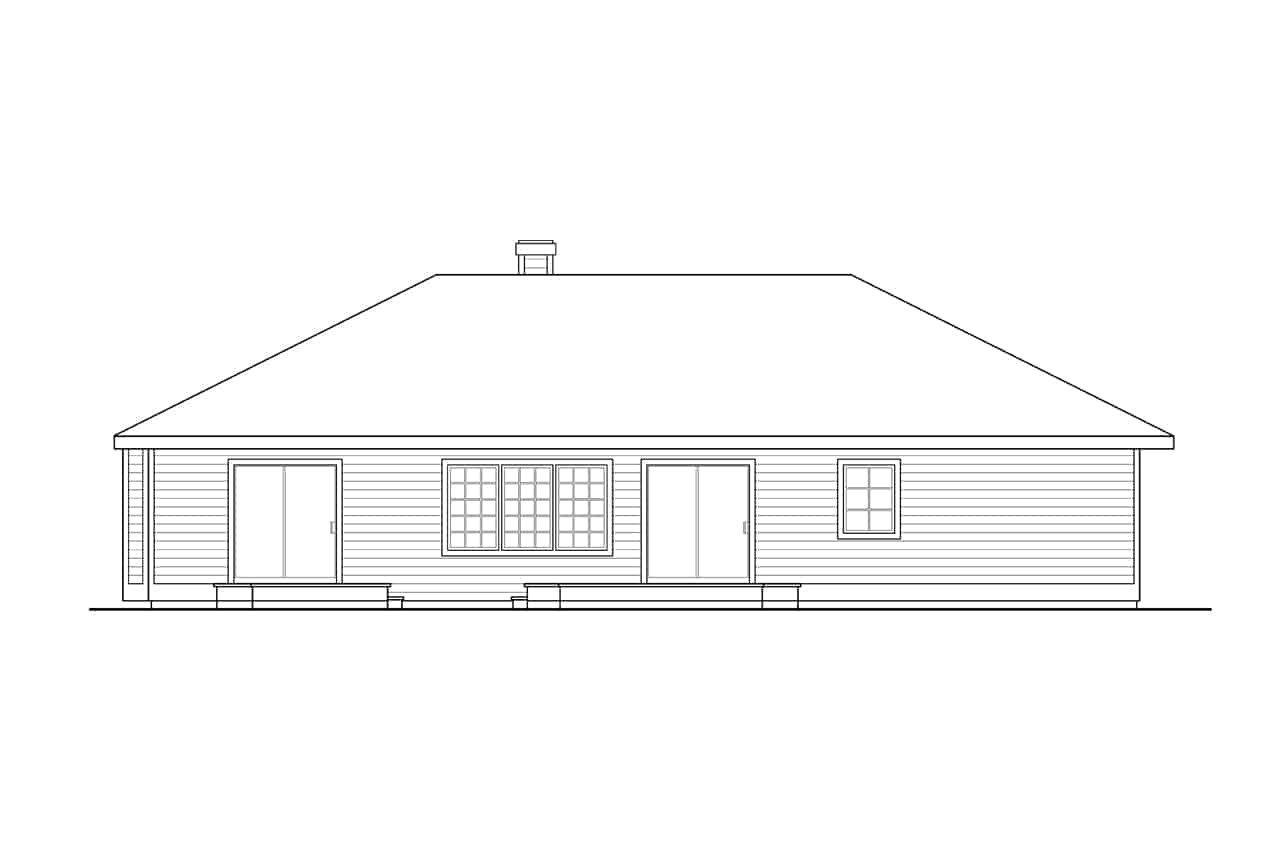 Home Plan Rear Elevation of this 3-Bedroom,2022 Sq Ft Plan -108-1395
