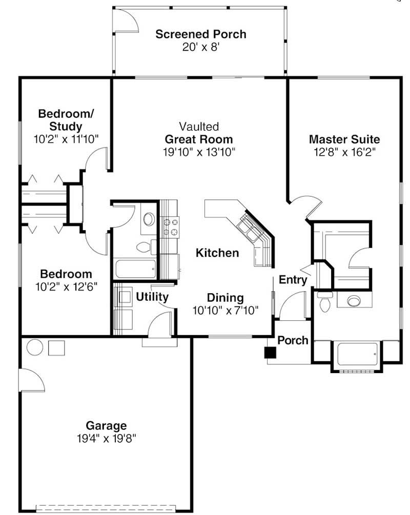 Floor Plan First Story of Contemporary Plan #108-1396