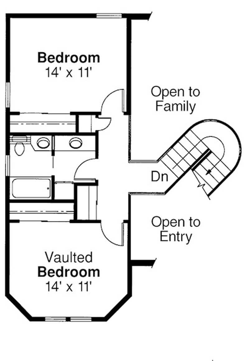Floor Plan Second Story of Mediterranean Plan #108-1397