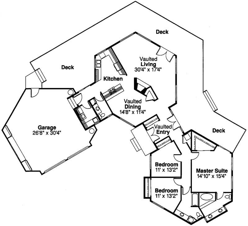 Floor Plan First Story of Contemporary Plan #108-1398