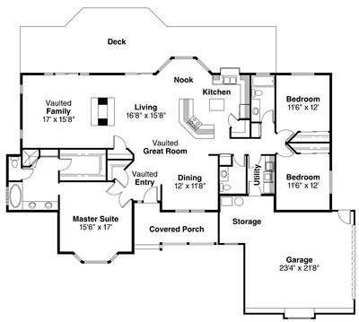 Floor Plan First Story of Ranch Plan #108-1399