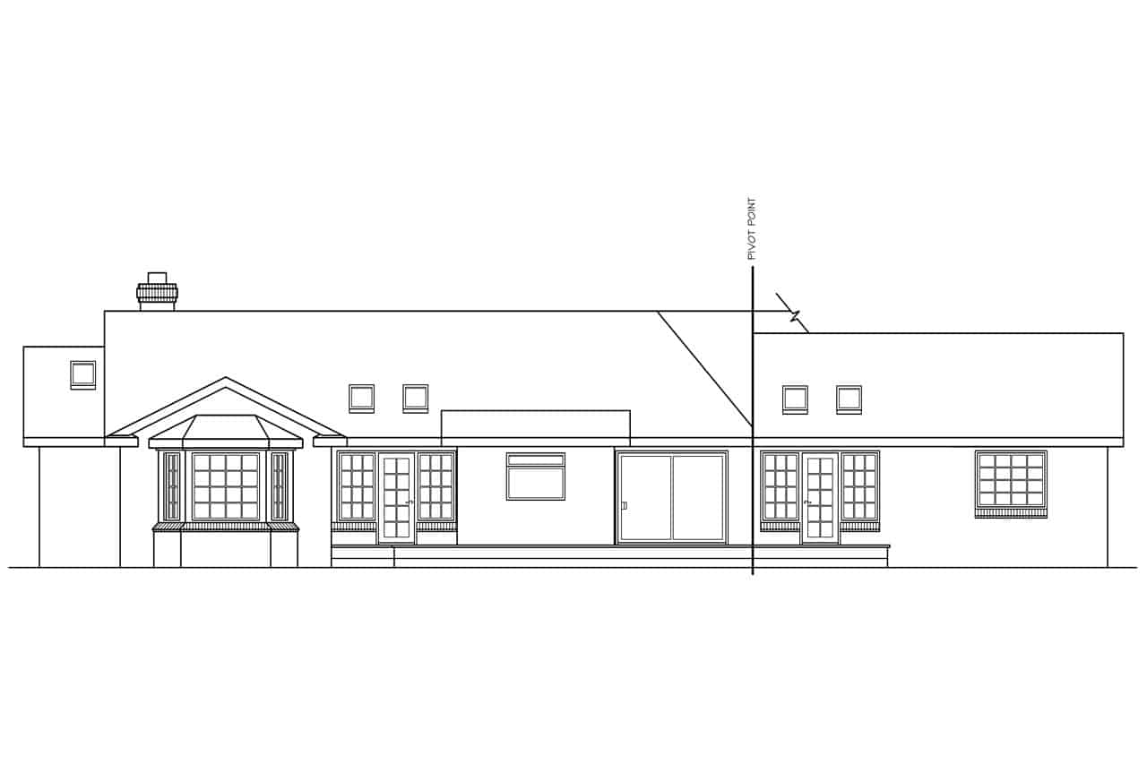 Home Plan Rear Elevation of this 4-Bedroom,2568 Sq Ft Plan -108-1400