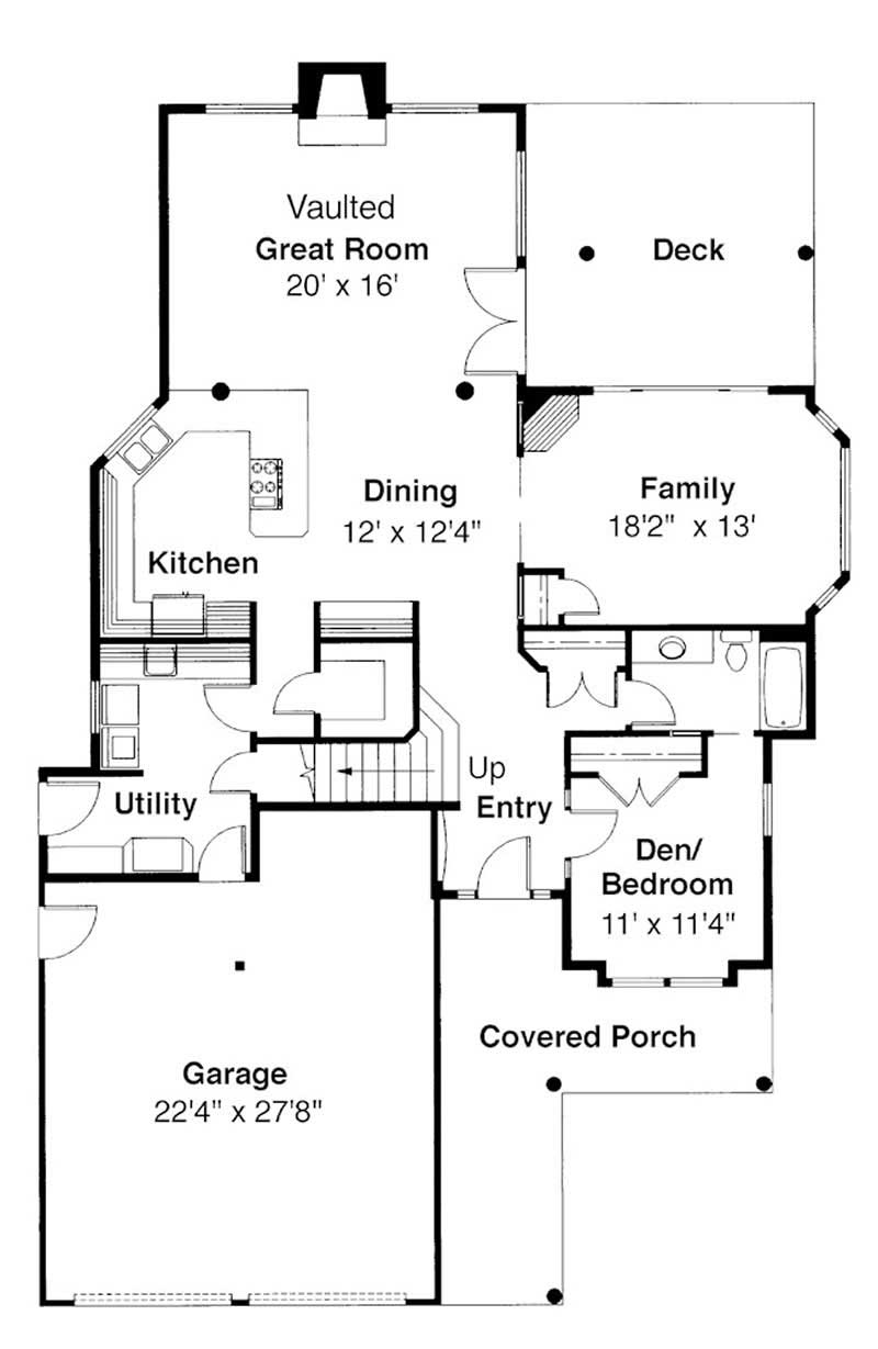 Floor Plan First Story of Country Plan #108-1404