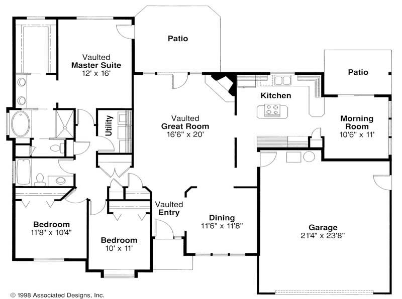 Floor Plan First Story of Ranch Plan #108-1405
