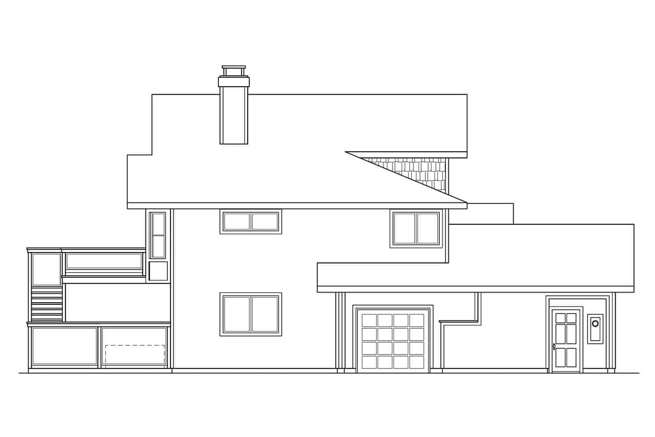 Home Plan Left Elevation of this 5-Bedroom,3141 Sq Ft Plan -108-1406