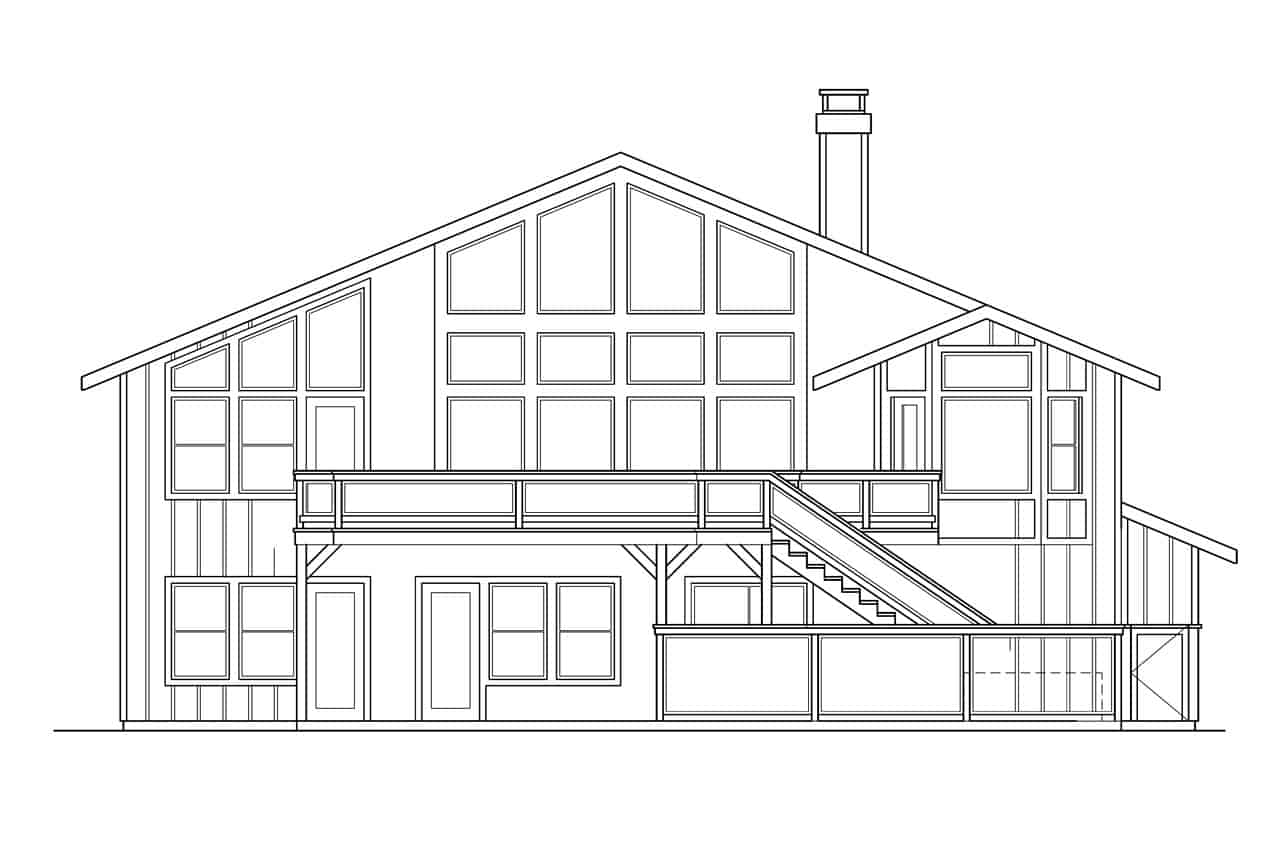 Home Plan Rear Elevation of this 5-Bedroom,3141 Sq Ft Plan -108-1406