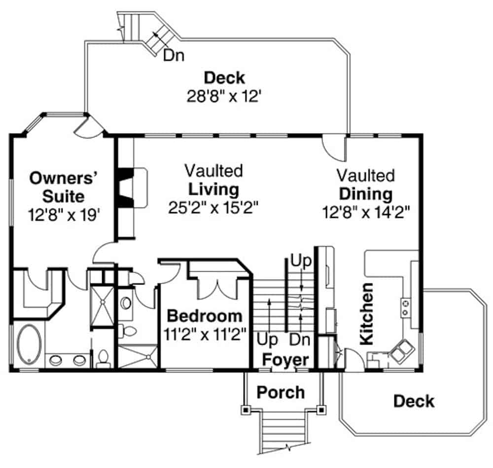 Floor Plan Upper Level of Multi-Level Plan #108-1406