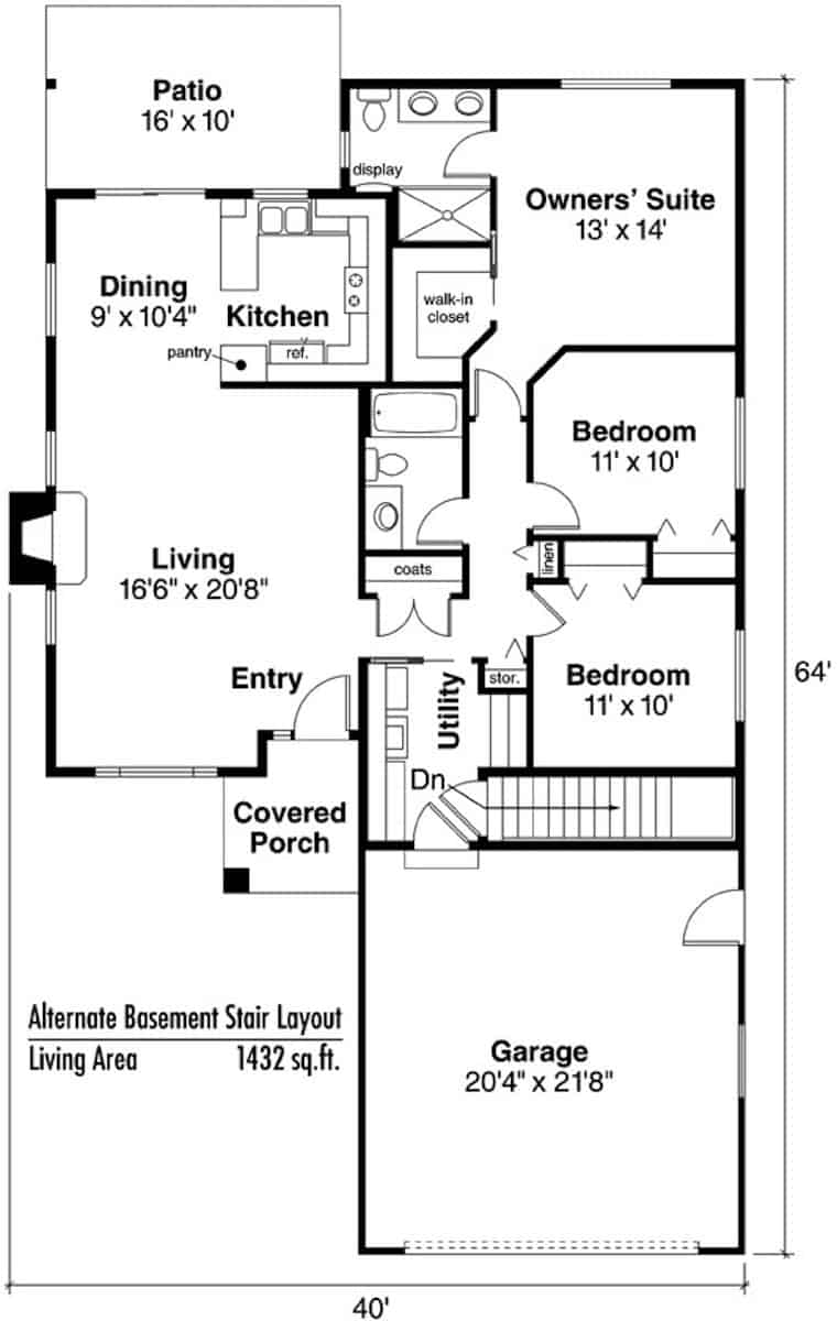 Main Level of Ranch Plan #108-1407