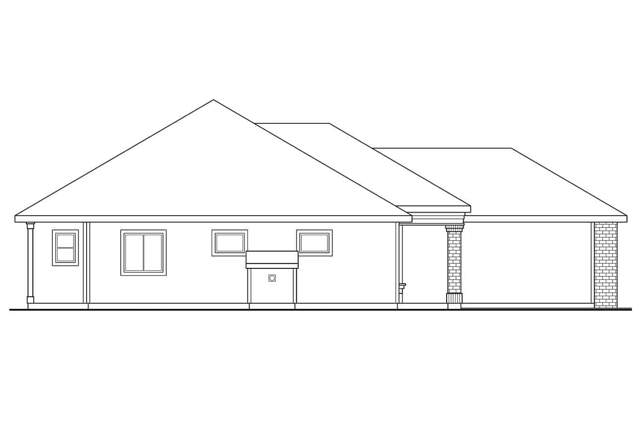 Home Plan Left Elevation of this 3-Bedroom,1348 Sq Ft Plan -108-1407