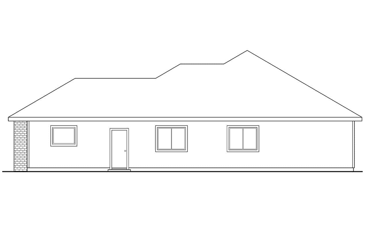 Home Plan Right Elevation of this 3-Bedroom,1348 Sq Ft Plan -108-1407