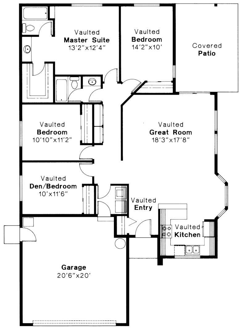 Floor Plan First Story of Small House Plans #108-1408