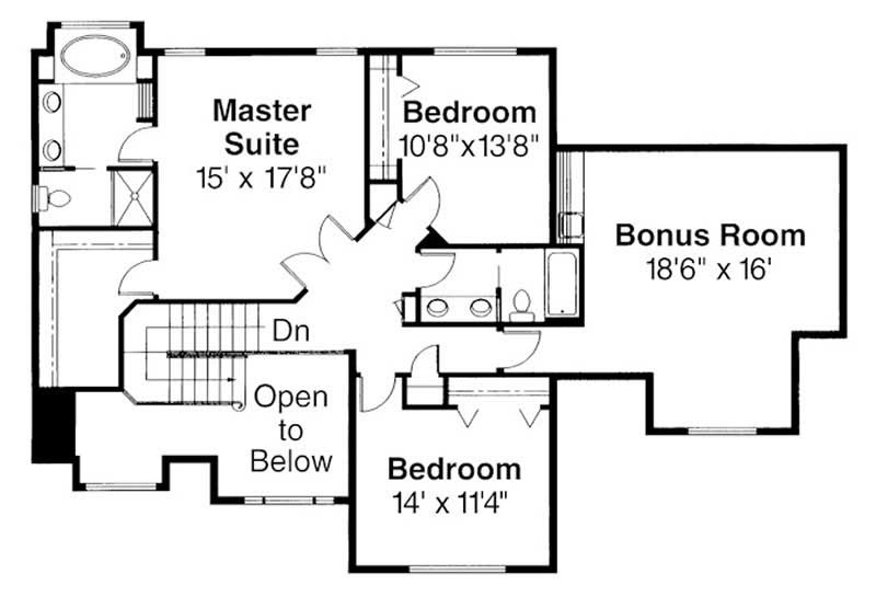 Floor Plan Second Story of Contemporary Plan #108-1412