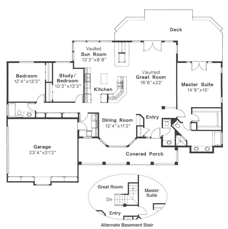 Floor Plan First Story of Ranch Plan #108-1413