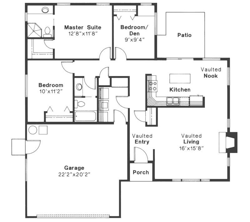 Floor Plan First Story of Small House Plans #108-1416