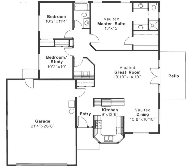 Floor Plan First Story of Small House Plans #108-1418