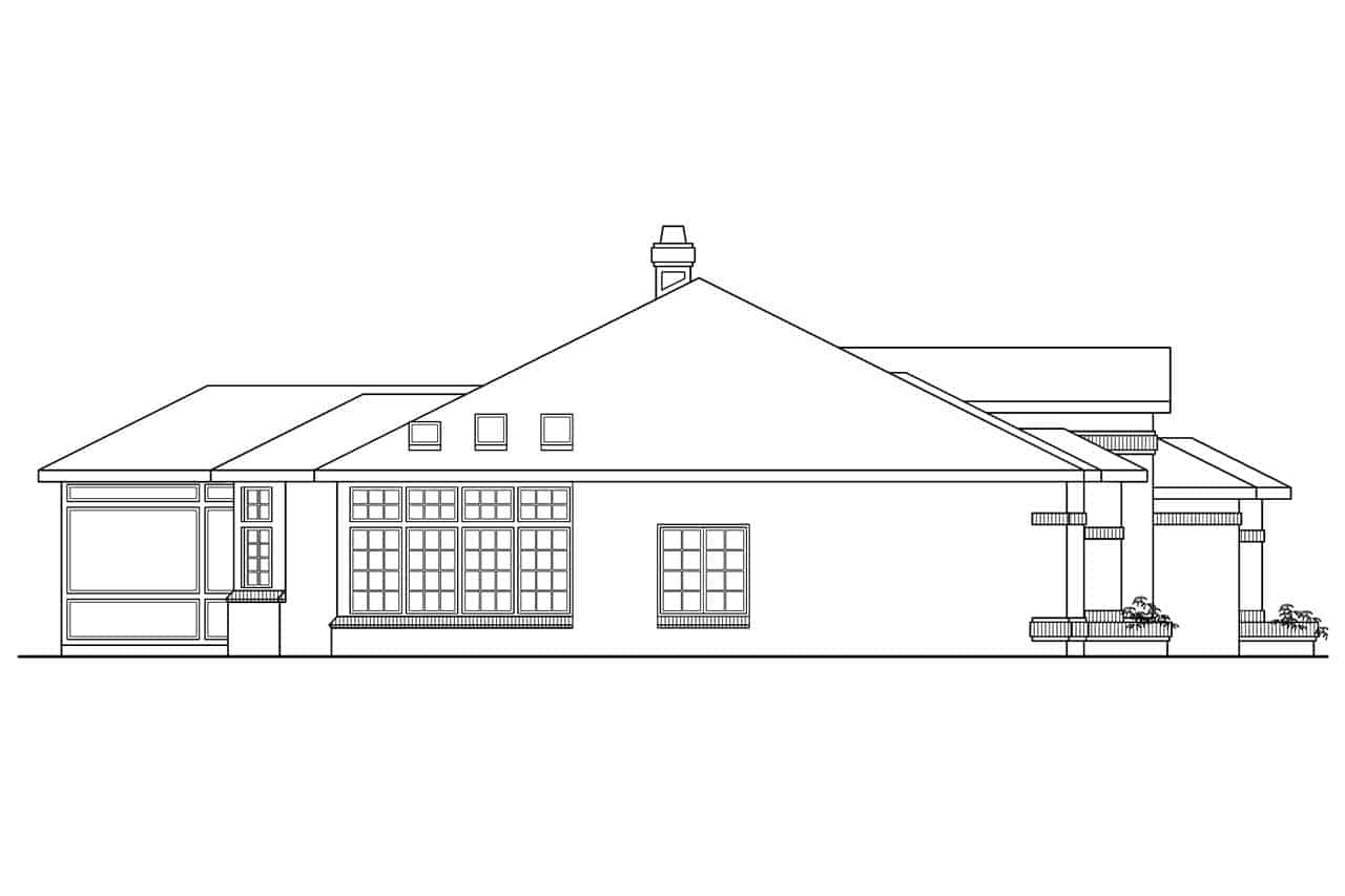 Home Plan Left Elevation of this 4-Bedroom,2525 Sq Ft Plan -108-1419