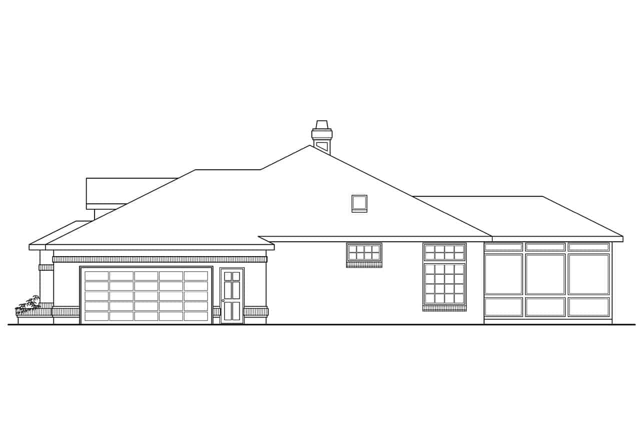 Home Plan Right Elevation of this 4-Bedroom,2525 Sq Ft Plan -108-1419