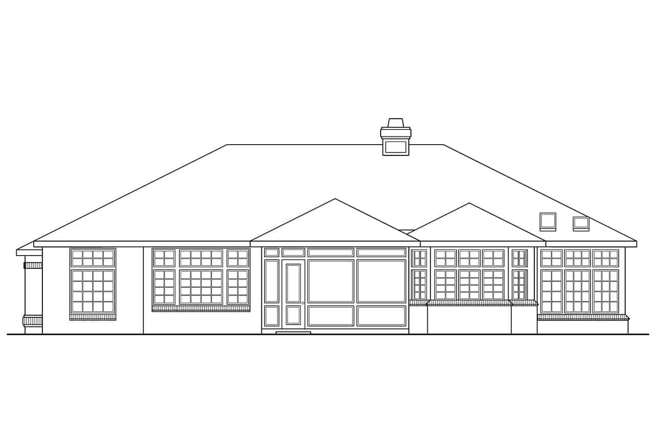 Home Plan Rear Elevation of this 4-Bedroom,2525 Sq Ft Plan -108-1419