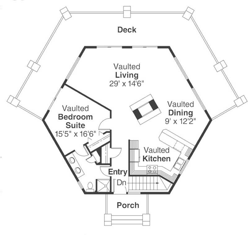 Floor Plan First Story of Bungalow Plan #108-1421
