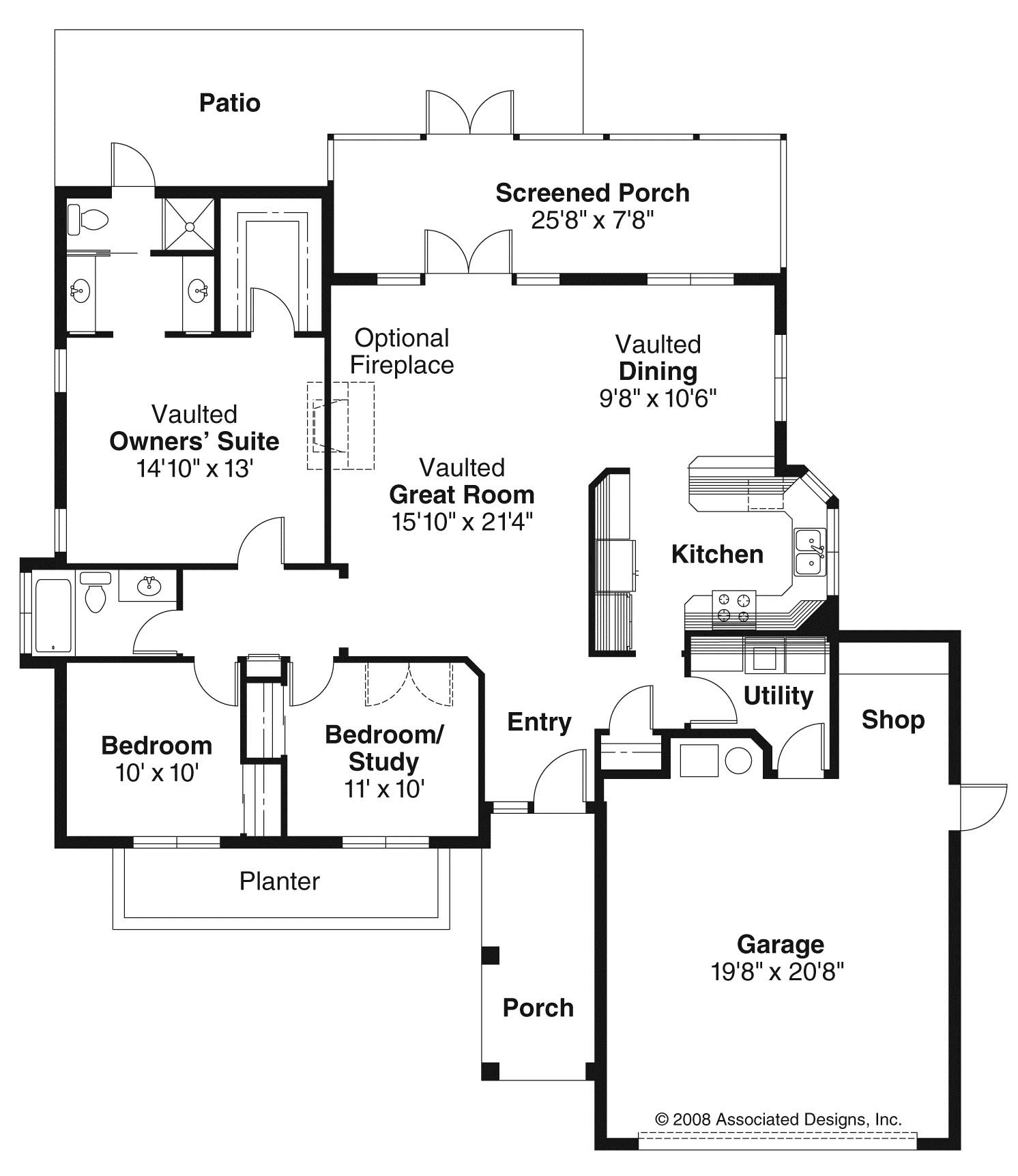 Floor Plan First Story of Mediterranean Plan #108-1423