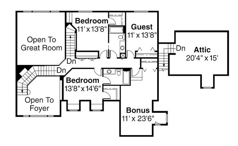 Floor Plan Second Story of Contemporary Plan #108-1424