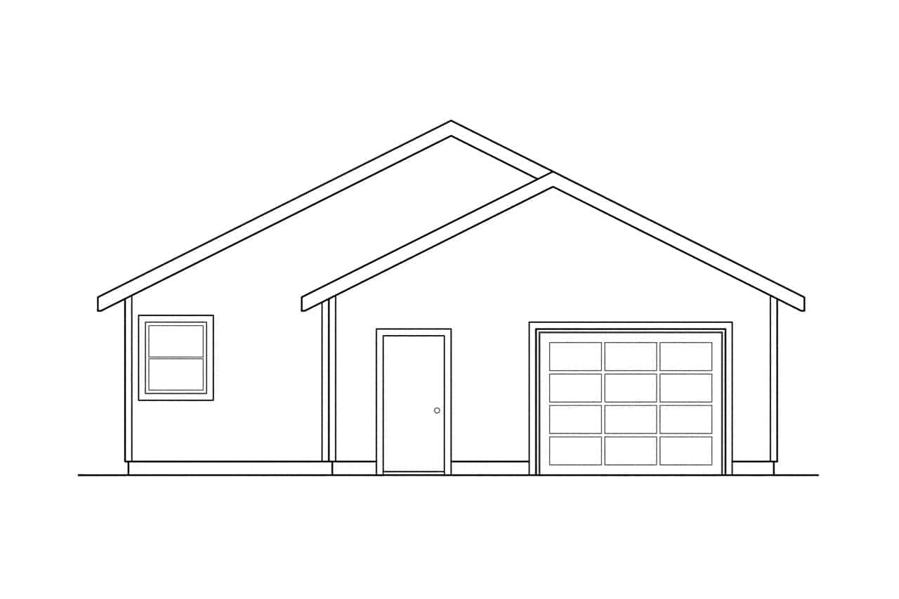 Home Plan Rear Elevation of this 3-Bedroom,1242 Sq Ft Plan -108-1426