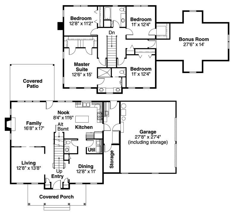 Floor Plan First Story of Colonial Plan #108-1427