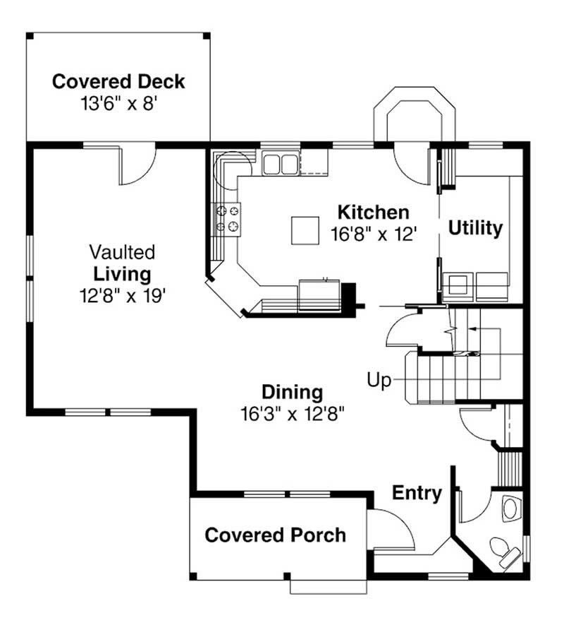 Floor Plan First Story of Country Plan #108-1429