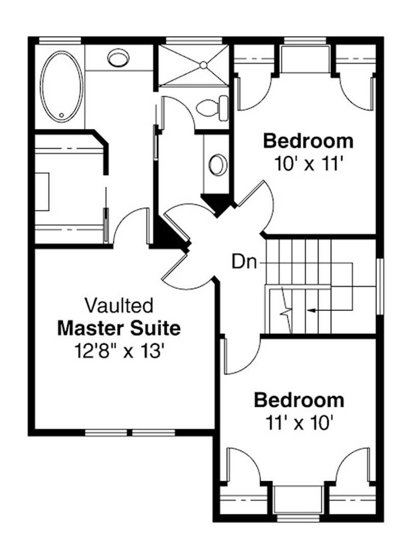 Floor Plan Second Story of Country Plan #108-1429