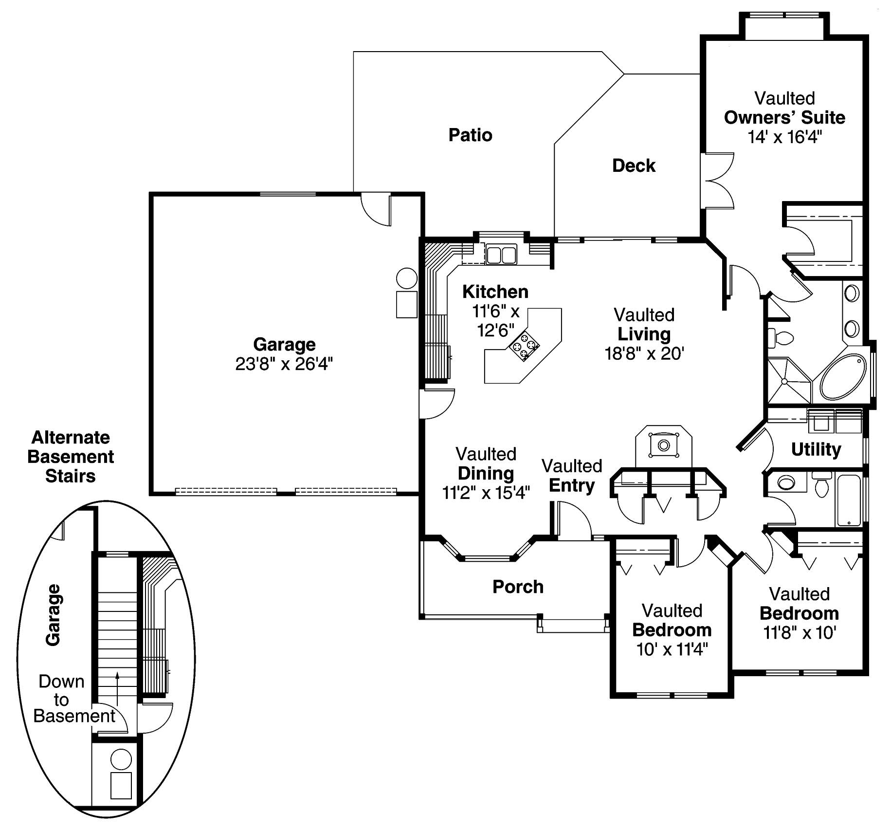 Floor Plan First Story of Country Plan #108-1430