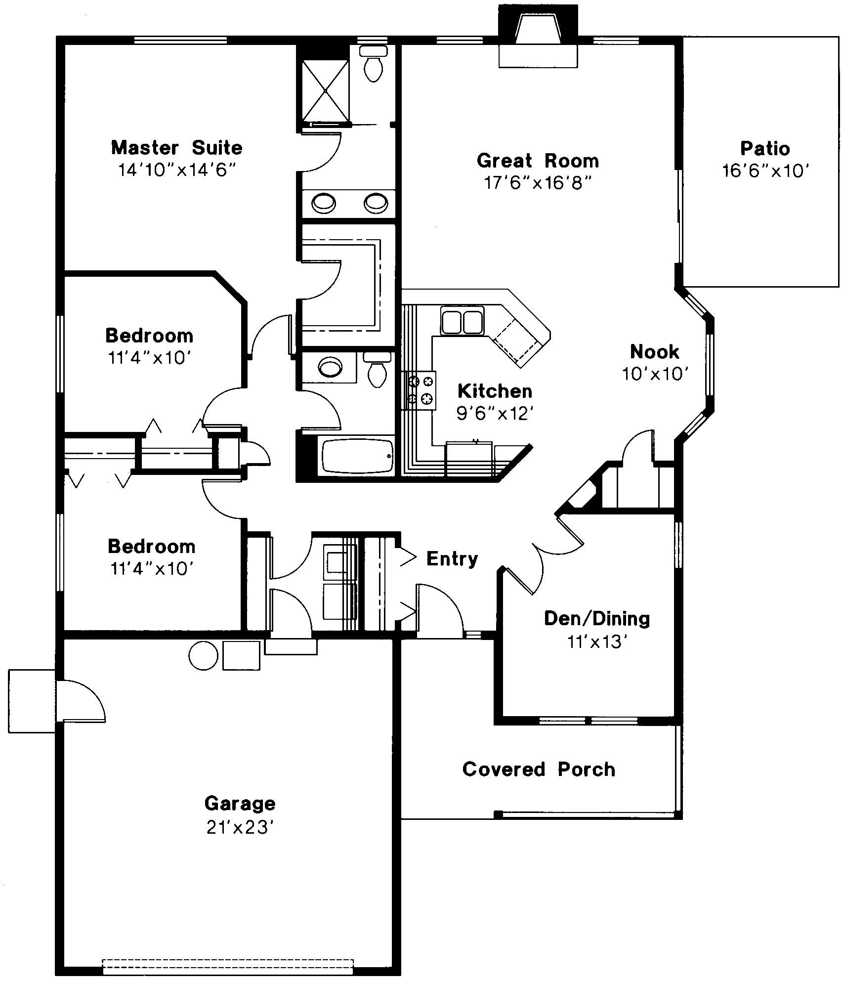 Floor Plan First Story of Country Plan #108-1432