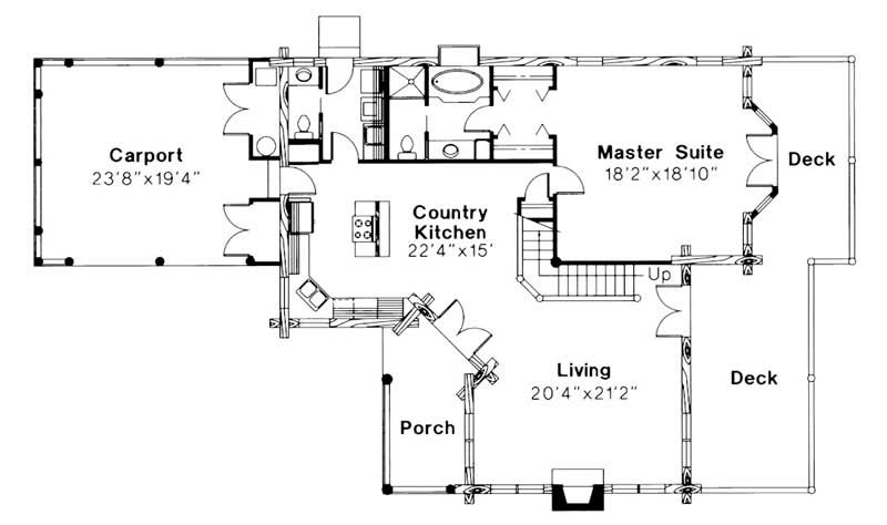 Floor Plan First Story of Log Cabin Plan #108-1433