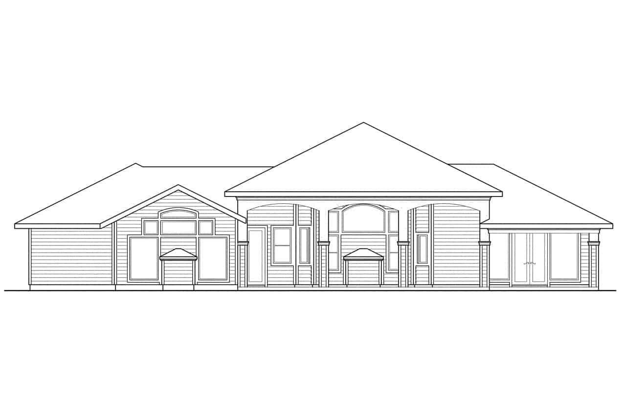 Home Plan Rear Elevation of this 3-Bedroom,3065 Sq Ft Plan -108-1438