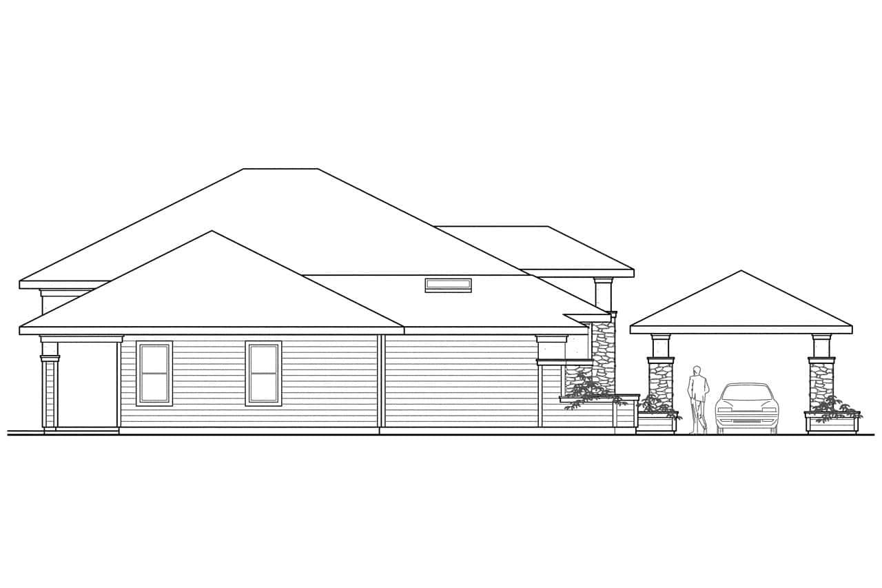 Home Plan Left Elevation of this 3-Bedroom,3065 Sq Ft Plan -108-1438