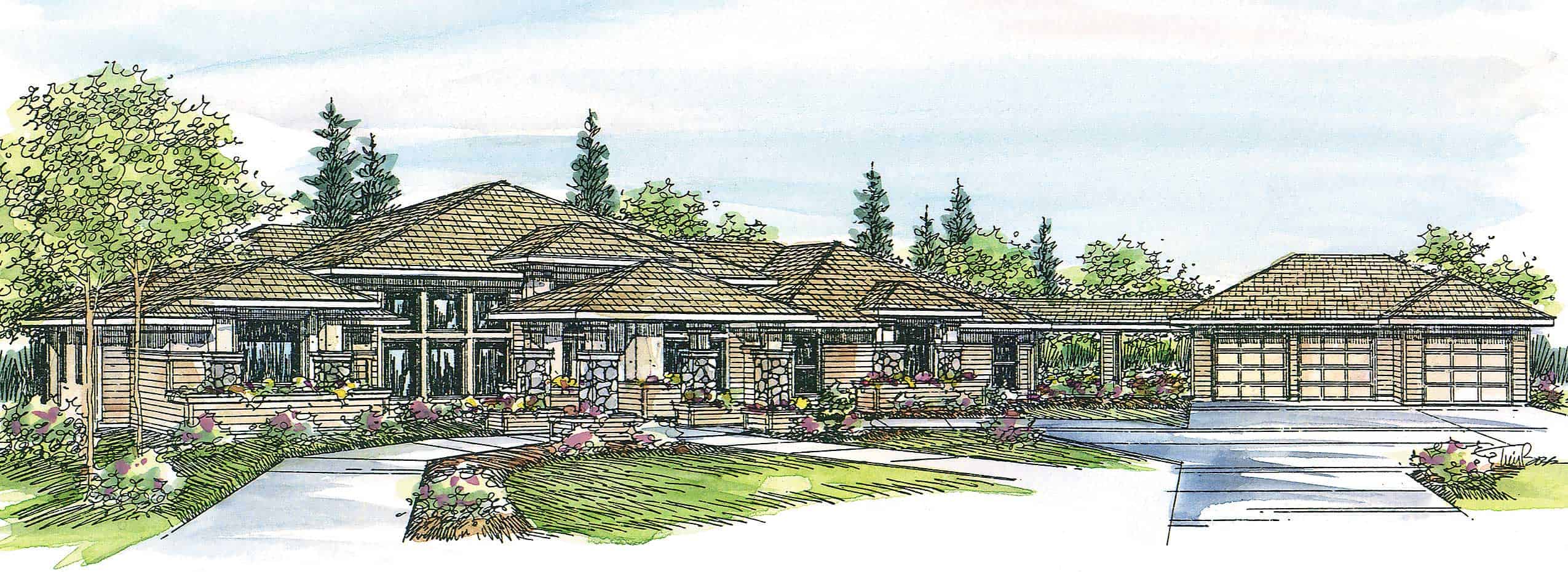 Front View of this 3-Bedroom,3065 Sq Ft Plan -108-1438