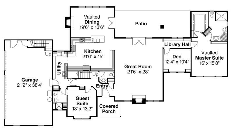 Floor Plan First Story of Southern Plan #108-1439