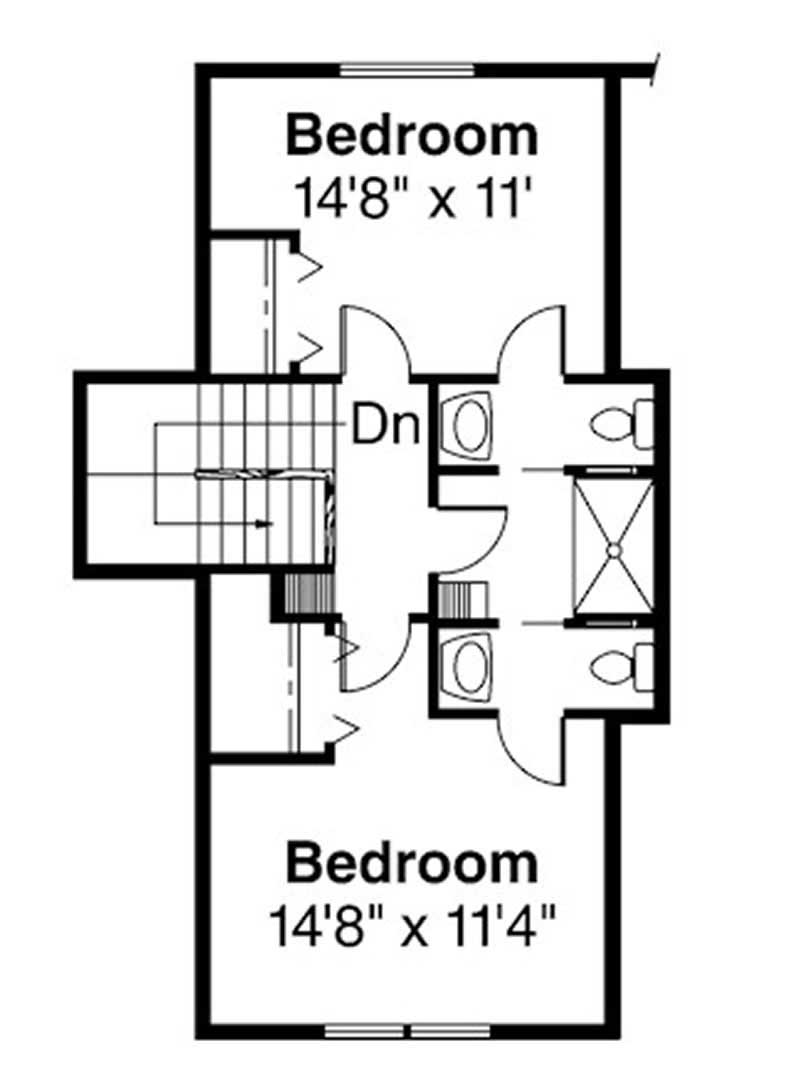 Floor Plan Second Story of Southern Plan #108-1439