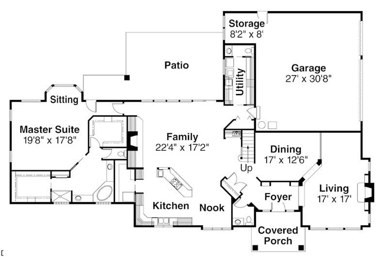 Floor Plan First Story of Contemporary Plan #108-1444