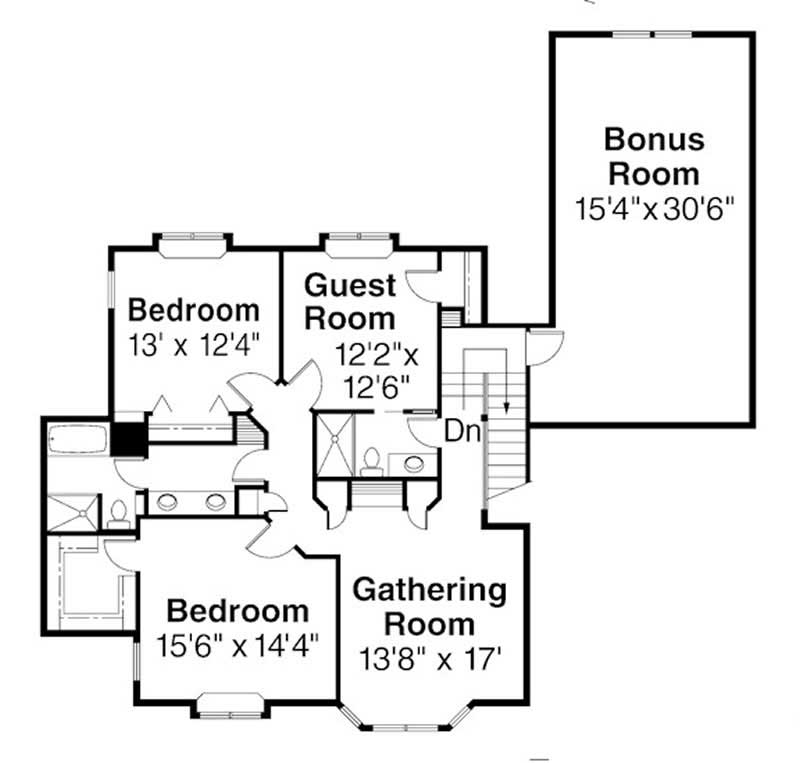 Floor Plan Second Story of Contemporary Plan #108-1444