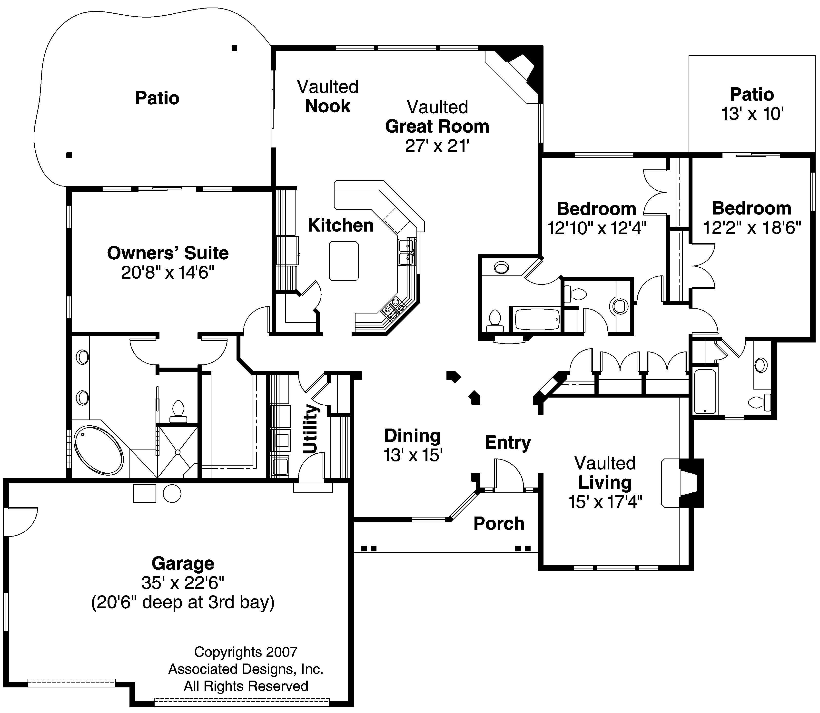 Floor Plan First Story of European Plan #108-1449