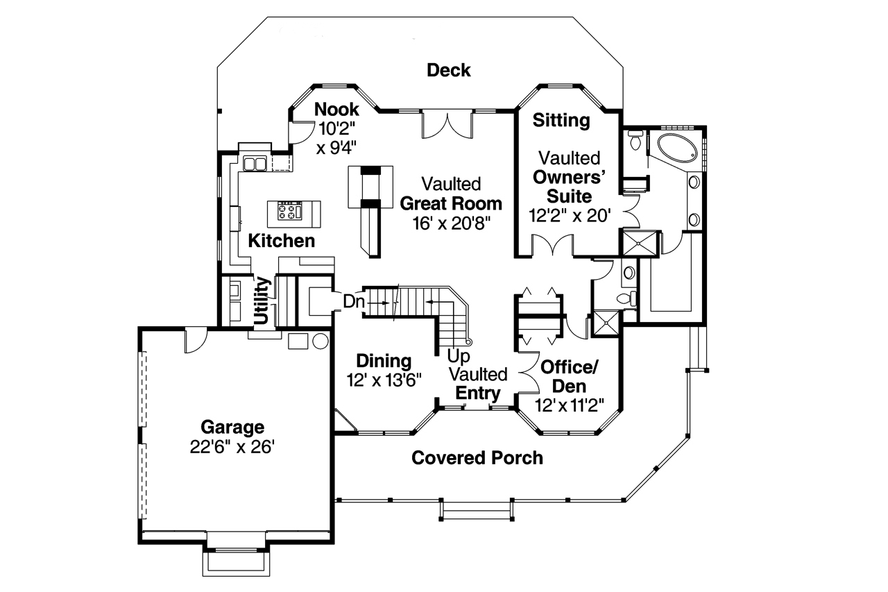 Floor Plan First Story of Country Plan #108-1450