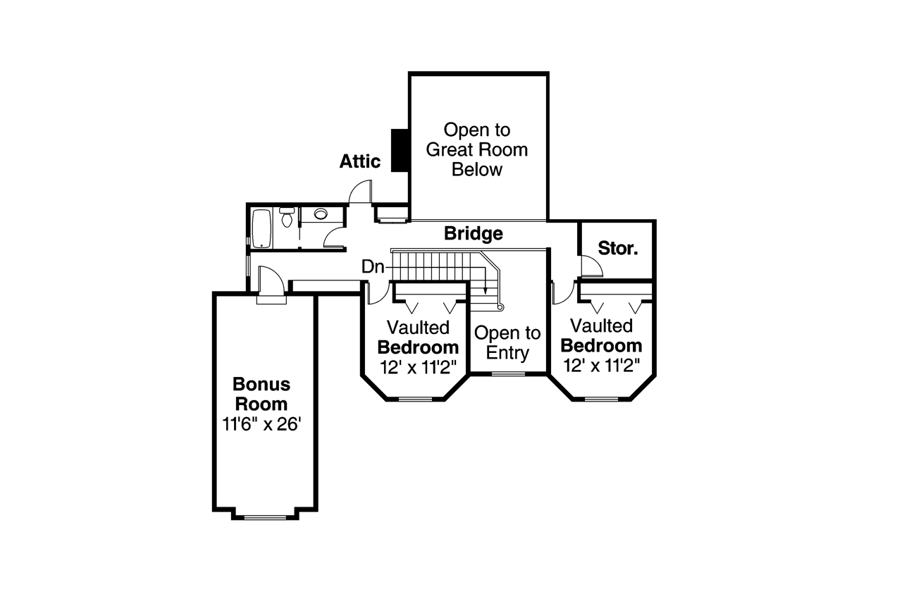 Floor Plan Second Story of Country Plan #108-1450