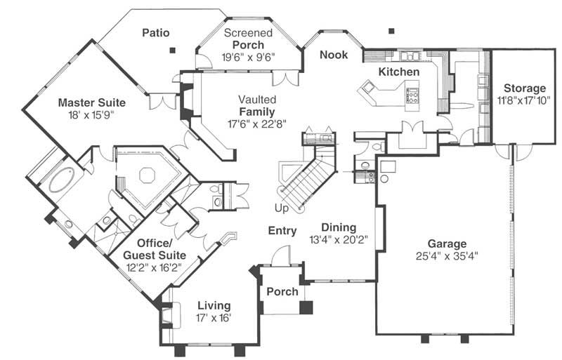 Floor Plan First Story of Contemporary Plan #108-1451
