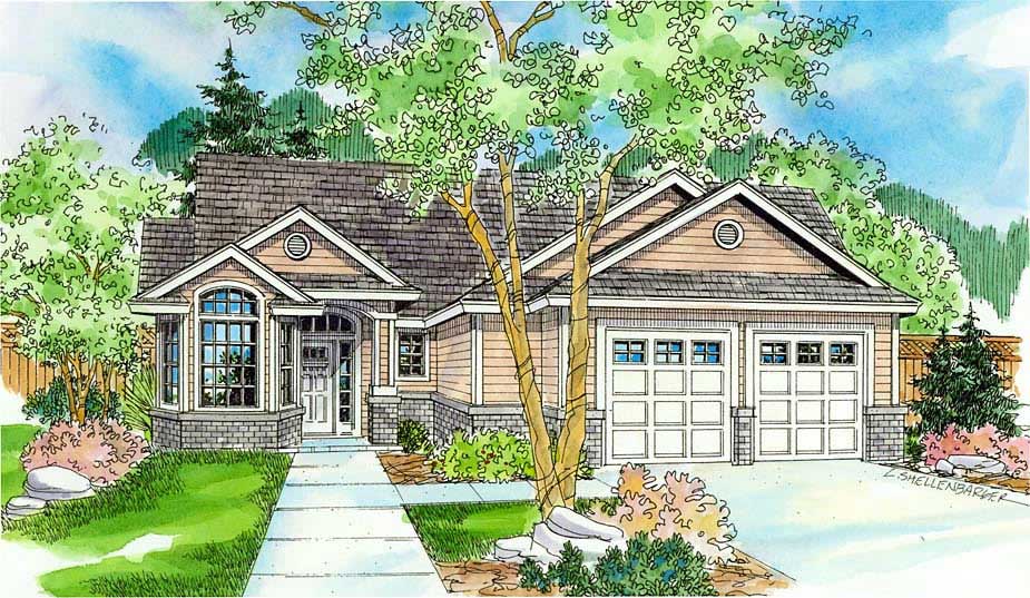 This is a colorful rendering of these Country Houseplans.