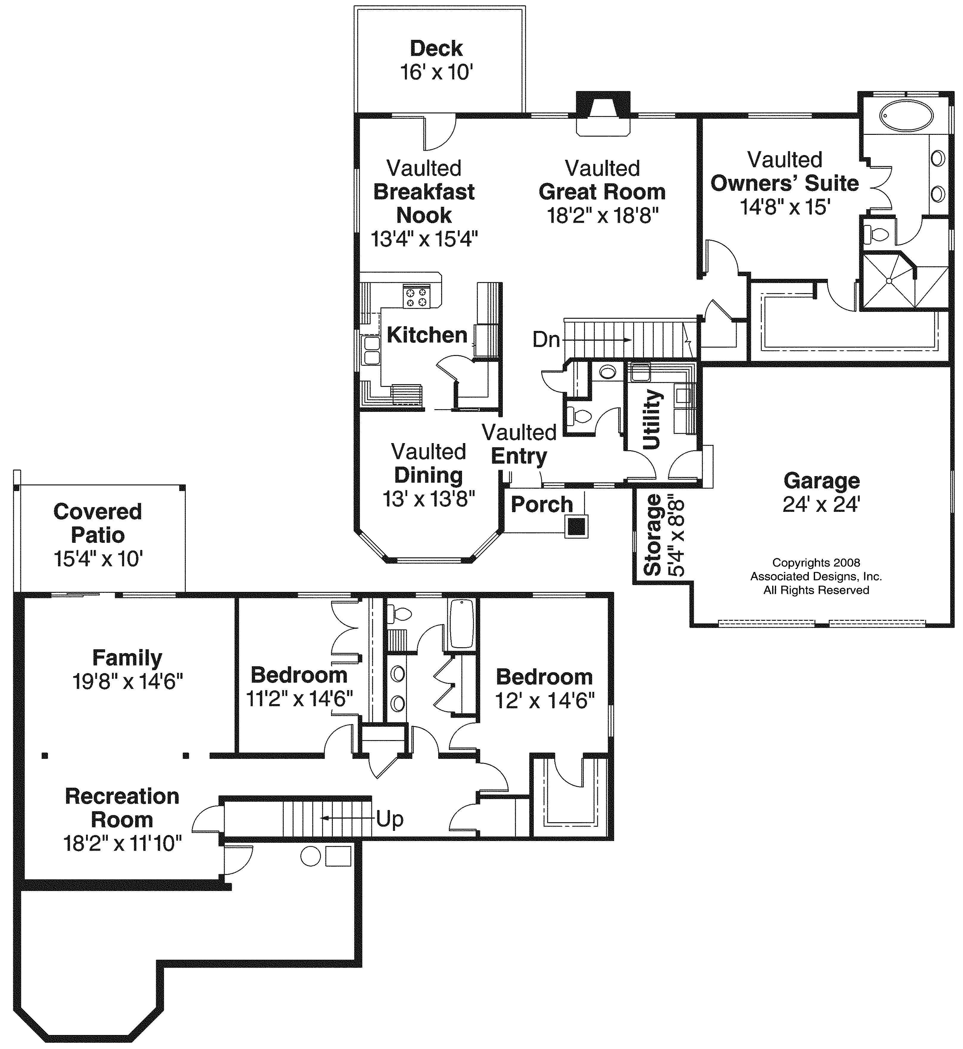 Floor Plan First Story of Country Plan #108-1453