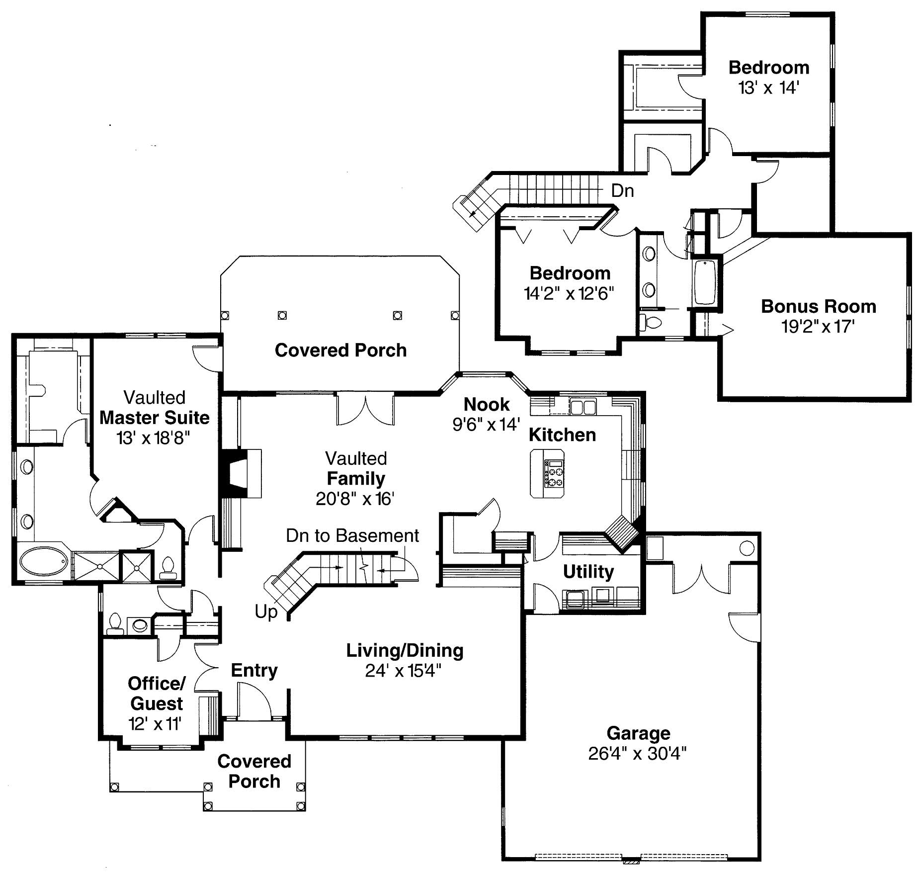 Floor Plan First Story of Contemporary Plan #108-1454