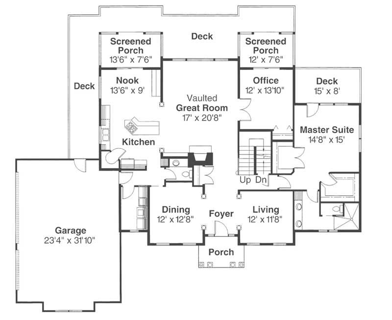 Floor Plan First Story of Colonial Plan #108-1455