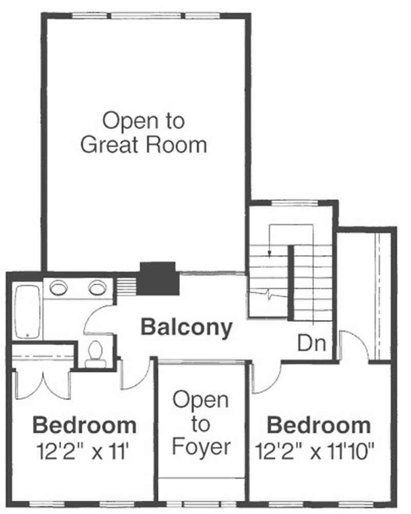 Floor Plan Second Story of Colonial Plan #108-1455